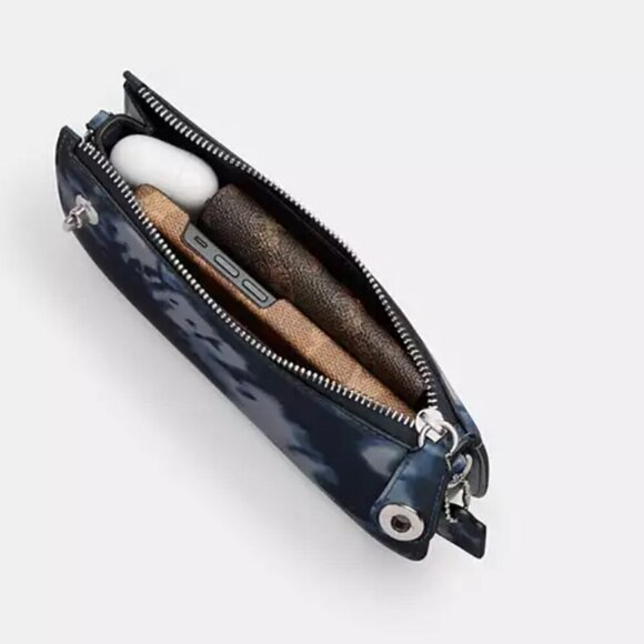 Coach Penn Shoulder Bag Y2K Blue Leather Tie Dye CU049 Small Clutch Festival - Picture 12 of 13